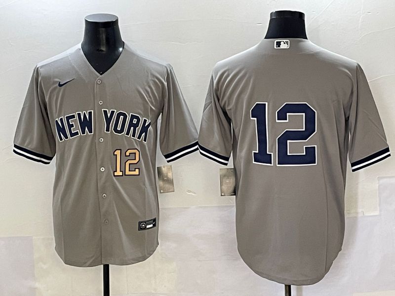 Men 2025 New York Yankees #12 No Name Grey Game Nike MLB Jersey style 4->new york yankees->MLB Jersey